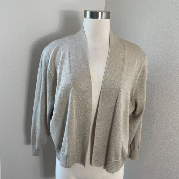 Calvin Klein Womens Plus 2X Metallic Open Front Bolero Cardigan Sweater - Picture 1 of 8
